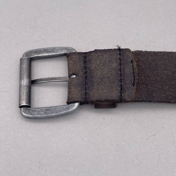 Men's Leather Belt Silver Tone Buckle Distressed Brown 44 Inches End to End - Picture 6 of 6